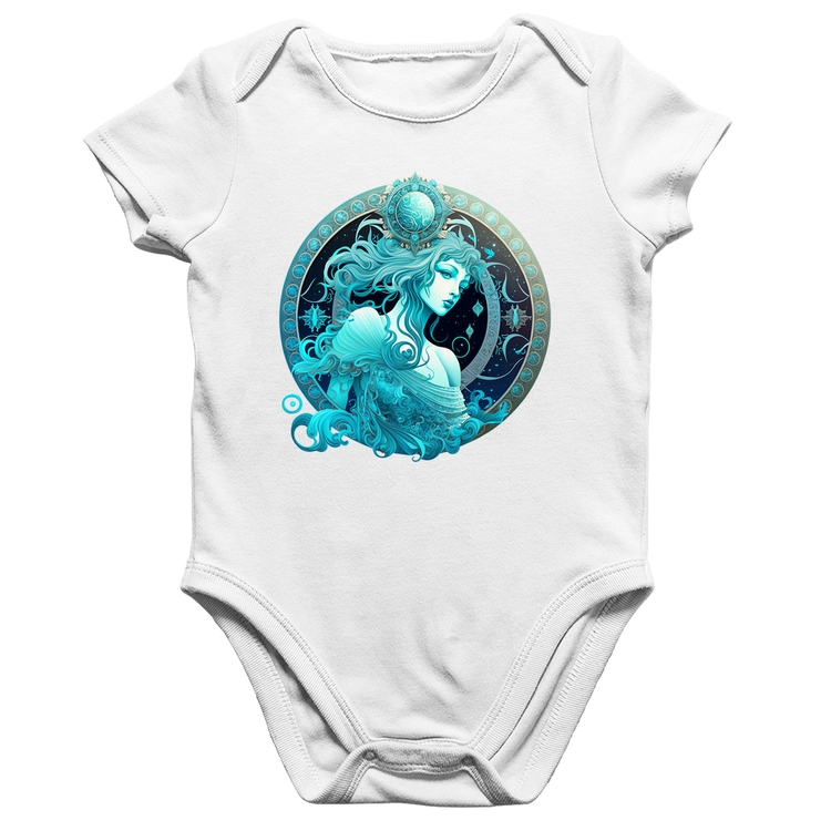 Body Bebê Algodão Aquário Sígno - Branco