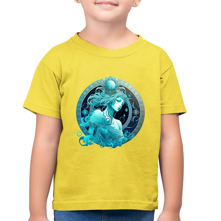 Camiseta Algodão Infantil Aquário Signo - Amarelo Canário