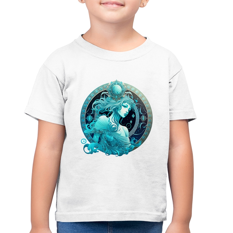 Camiseta Algodão Infantil Aquário Sígno - Branca