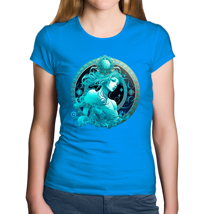 Baby Look Algodão Aquário Sígno - Azul