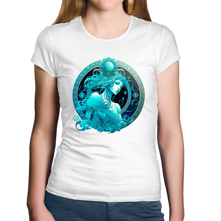 Baby Look Algodão Aquário Sígno - Branca