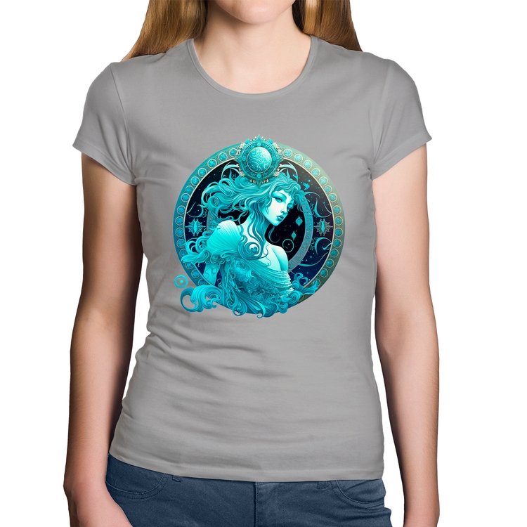 Baby Look Algodão Aquário Sígno - Cinza