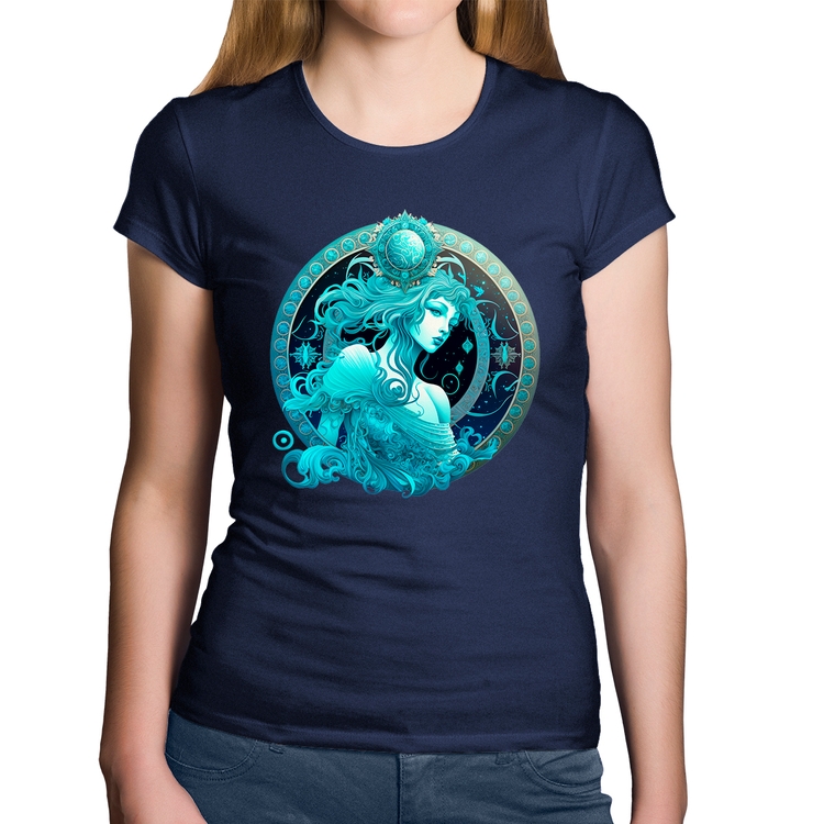 Baby Look Algodão Aquário Sígno - Marinho