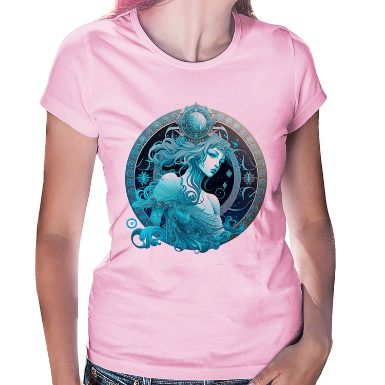 Baby Look Aquário Sígno - Rosa Bebê