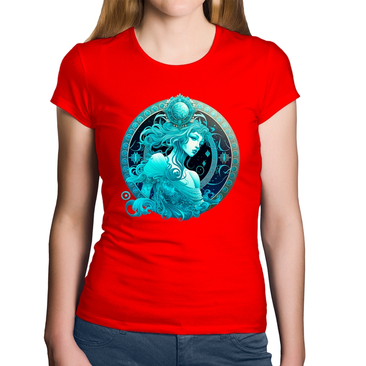 Baby Look Algodão Aquário Sígno - Vermelha