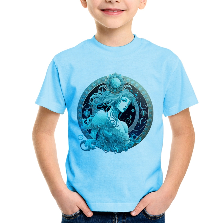 Camiseta Infantil Aquário Sígno - Azul Bebê