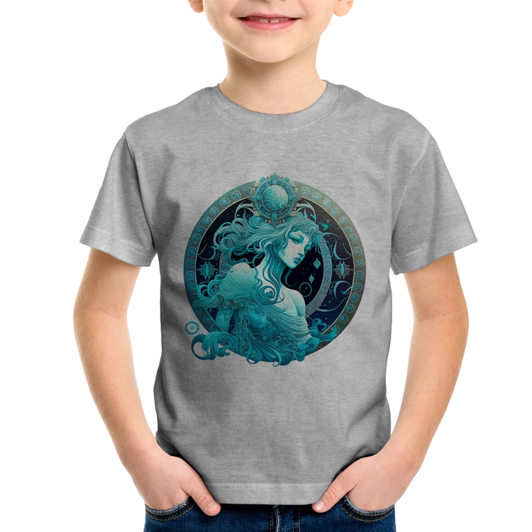 Camiseta Infantil Aquário Sígno - Cinza