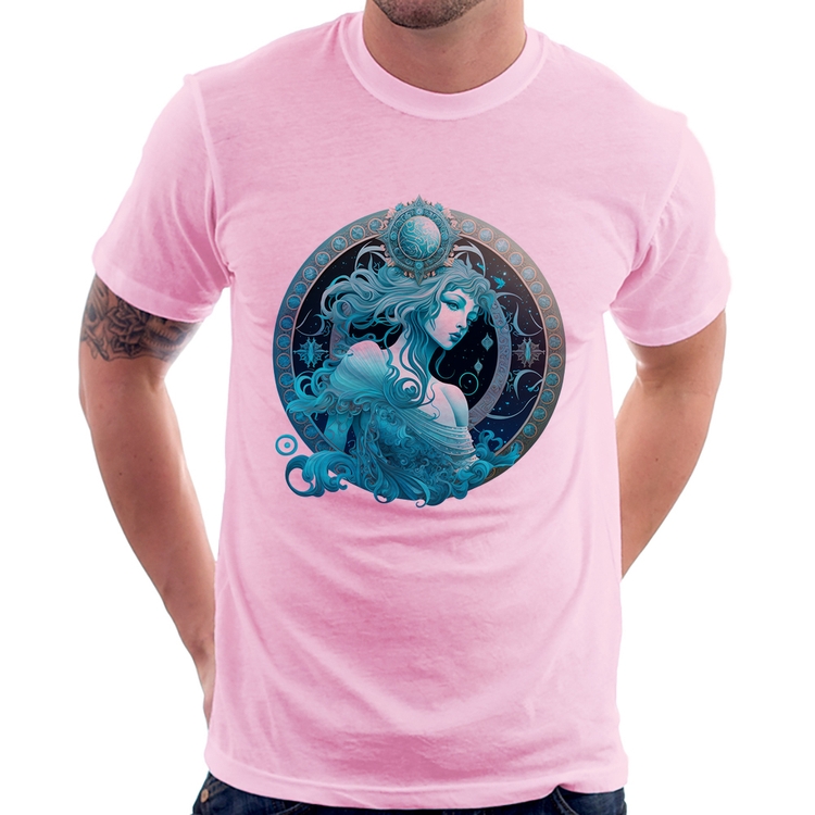 Camiseta Aquário Sígno - Rosa Bebê