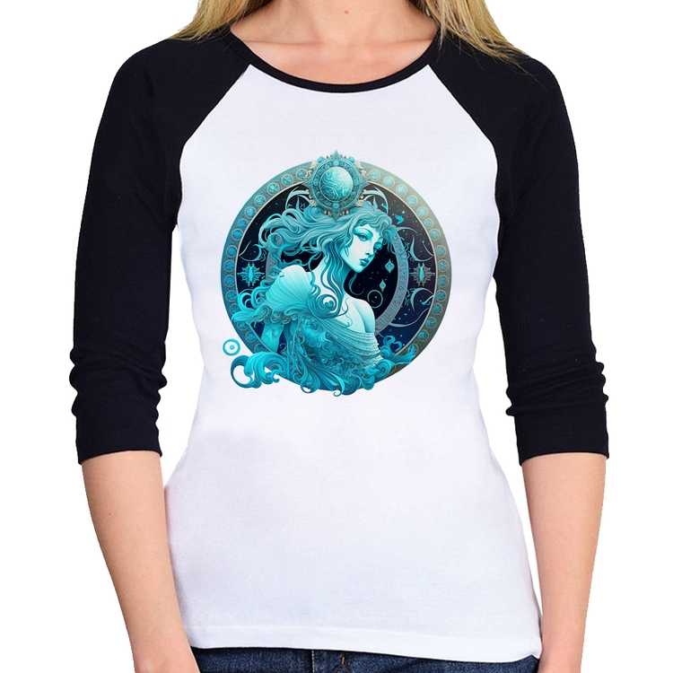 Baby Look Raglan Aquário Sígno Manga 3/4