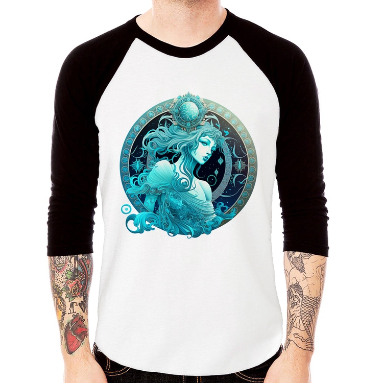 Camiseta Raglan Aquário Sígno Manga 3/4