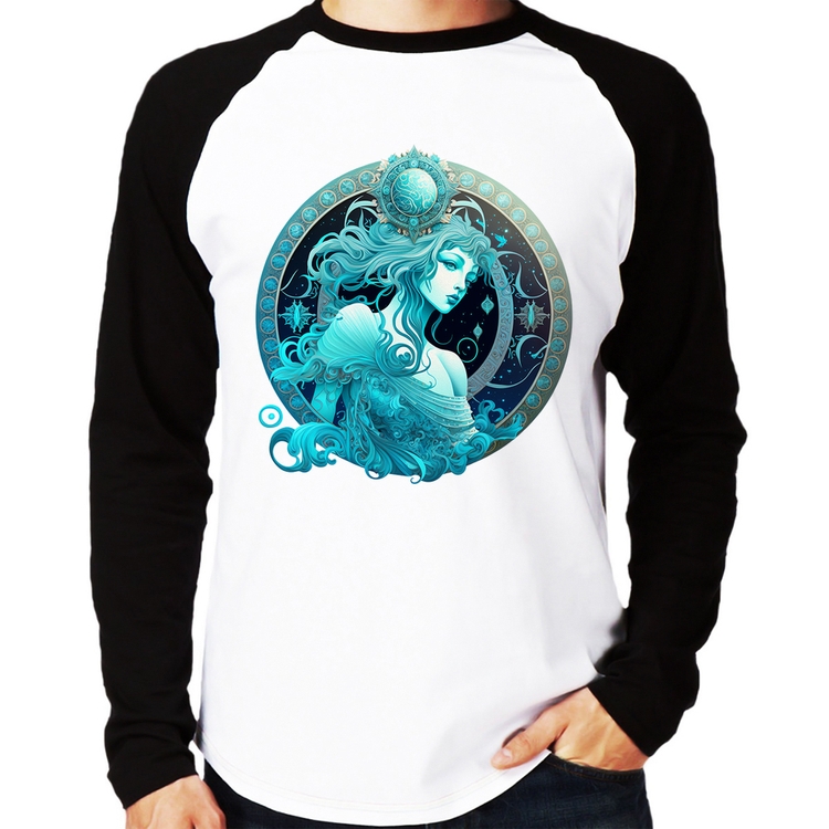 Camiseta Raglan Aquário Sígno Manga Longa