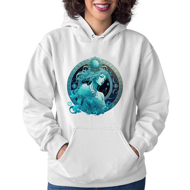 Moletom Feminino Aquário Sígno - Branco