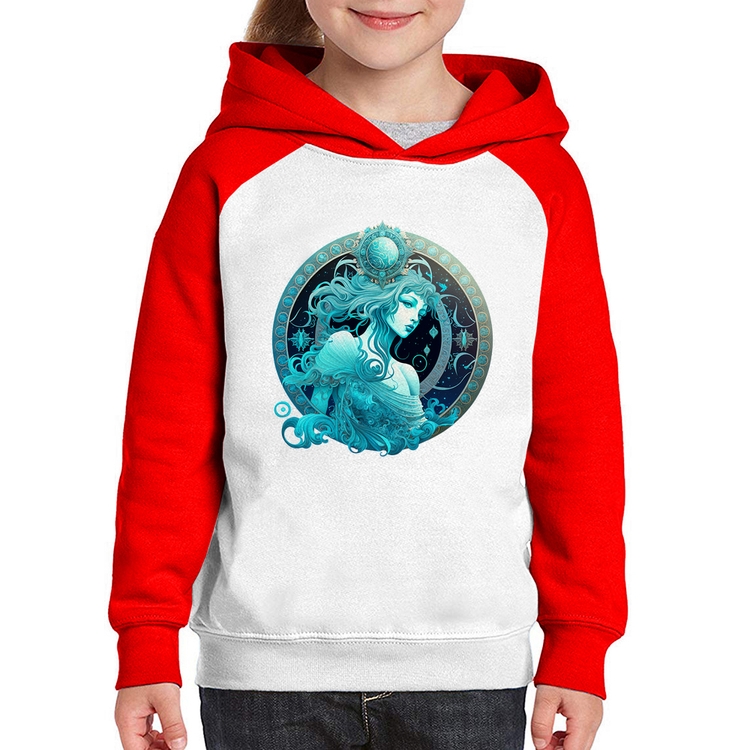 Moletom Infantil Aquário Sígno - Branco/Vermelho
