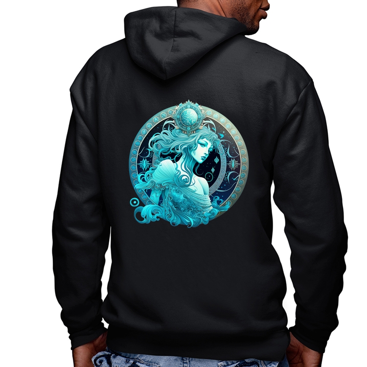 Blusa Moletom Aquário Sígno Masculina com Capuz e Zíper