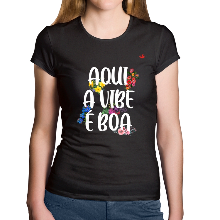 Baby Look Algodão Aqui a vibe é boa