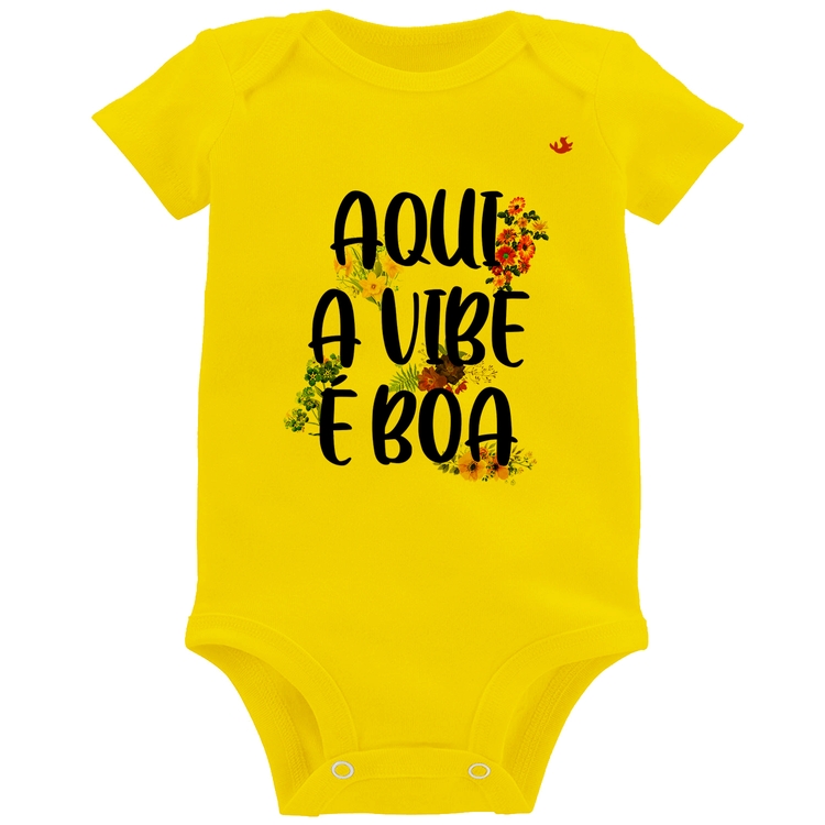 Body Bebê Aqui a vibe é boa - Amarelo