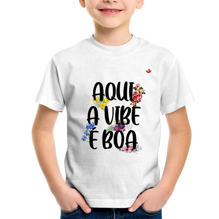 Camiseta Infantil Aqui a vibe é boa