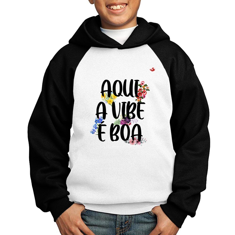 Moletom Infantil Aqui a vibe é boa - Branco/Preto