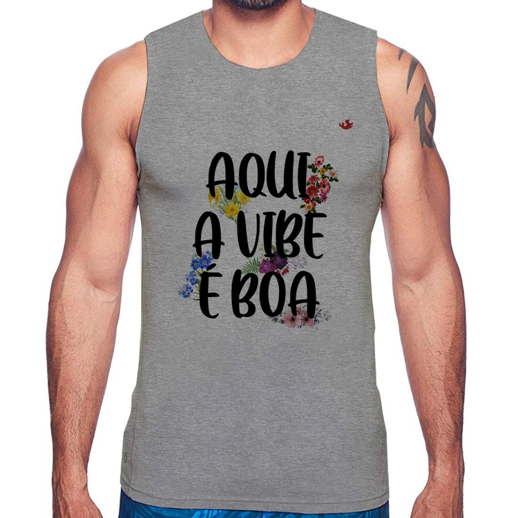 Regata Aqui a vibe é boa - Cinza
