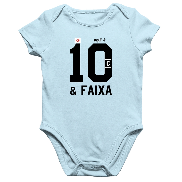 Body Bebê Algodão Aqui é 10 e Faixa - Azul Bebê
