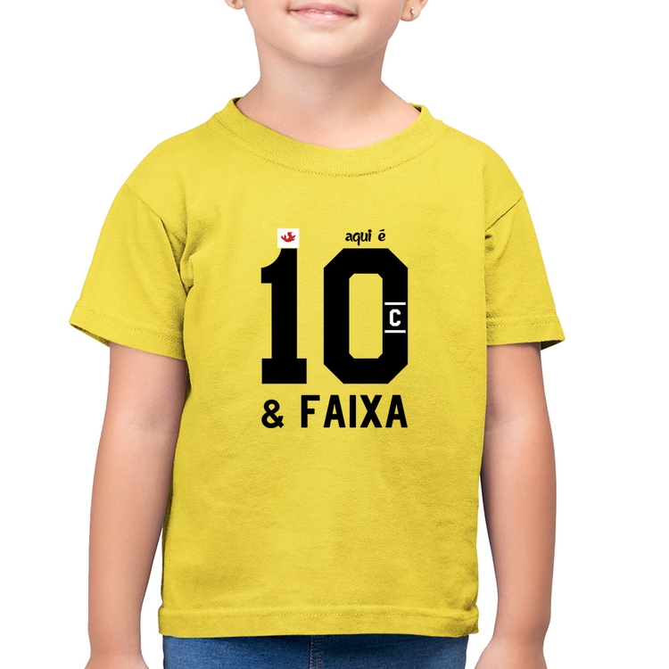 Camiseta Algodão Infantil Aqui é 10 e Faixa - Amarelo Canário