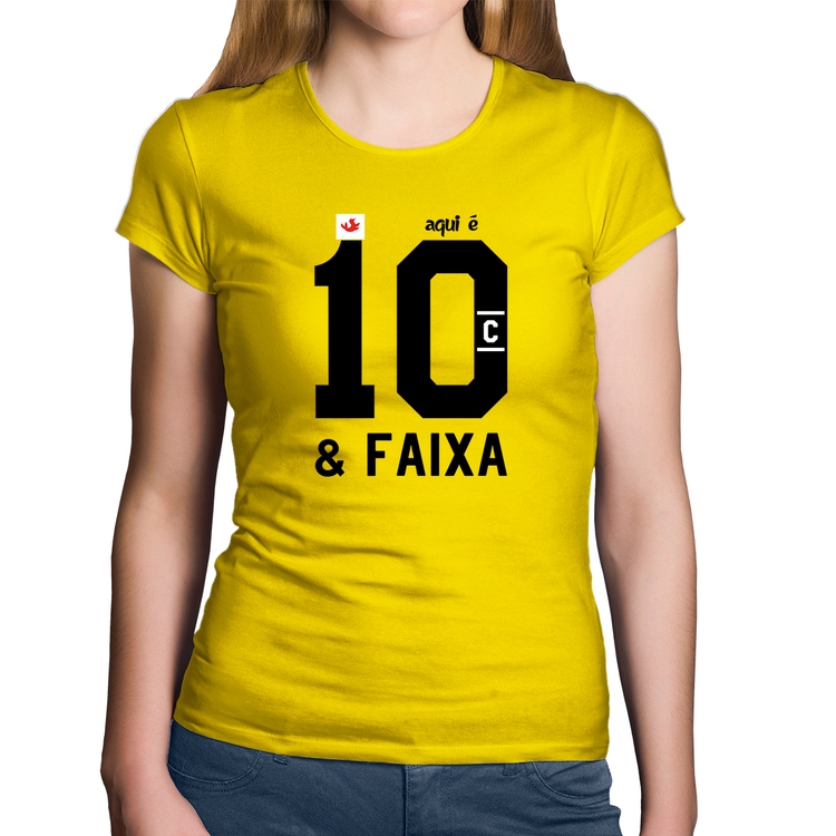 Baby Look Algodão Aqui é 10 e Faixa - Amarela