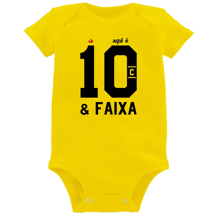 Body Bebê Aqui é 10 e Faixa - Amarelo