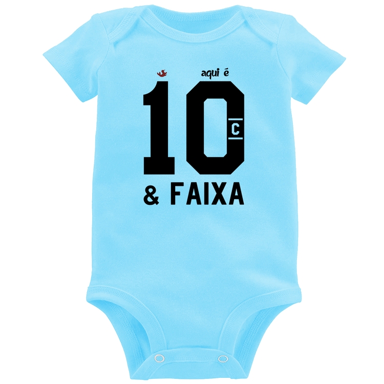 Body Bebê Aqui é 10 e Faixa - Azul Bebê