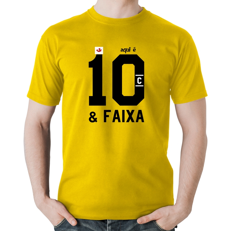 Camiseta Algodão Aqui é 10 e Faixa - Amarela