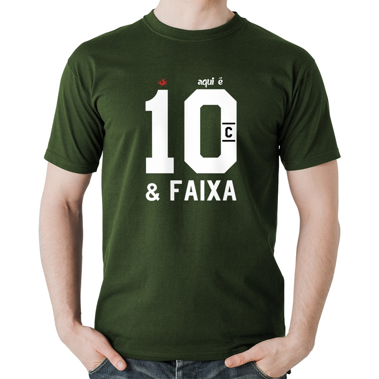 Camiseta Algodão Aqui é 10 e Faixa - Musgo