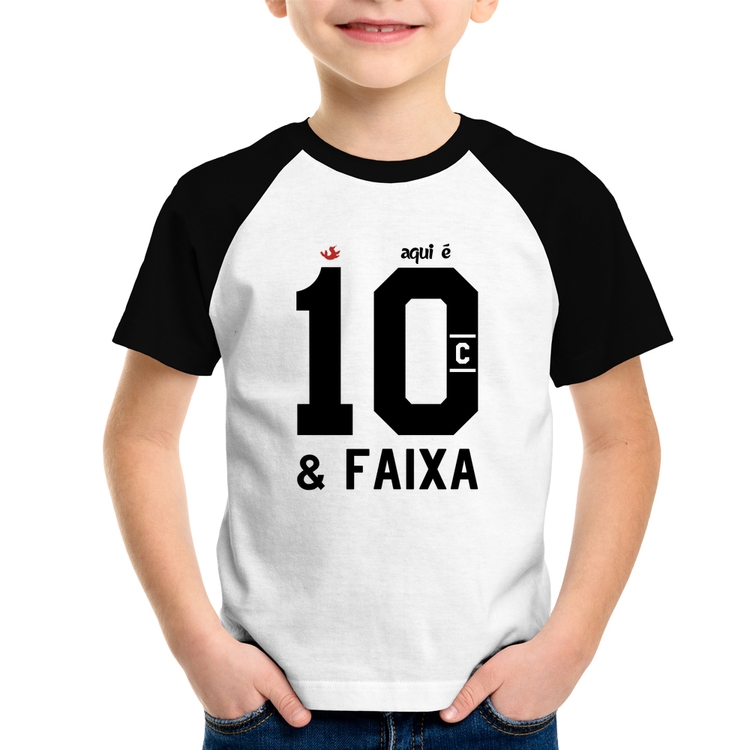 Camiseta Raglan Infantil Aqui é 10 e Faixa