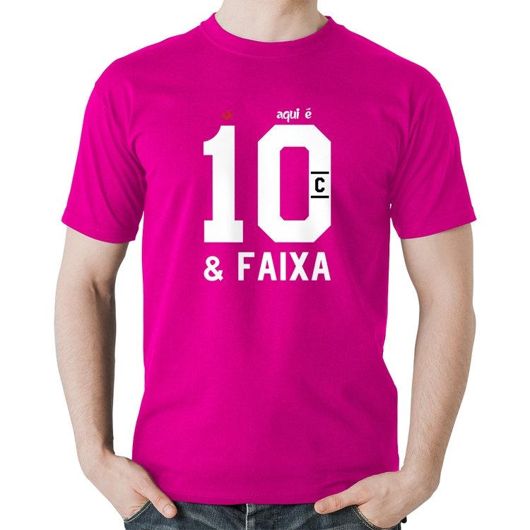 Camiseta Algodão Aqui é 10 e Faixa - Rosa
