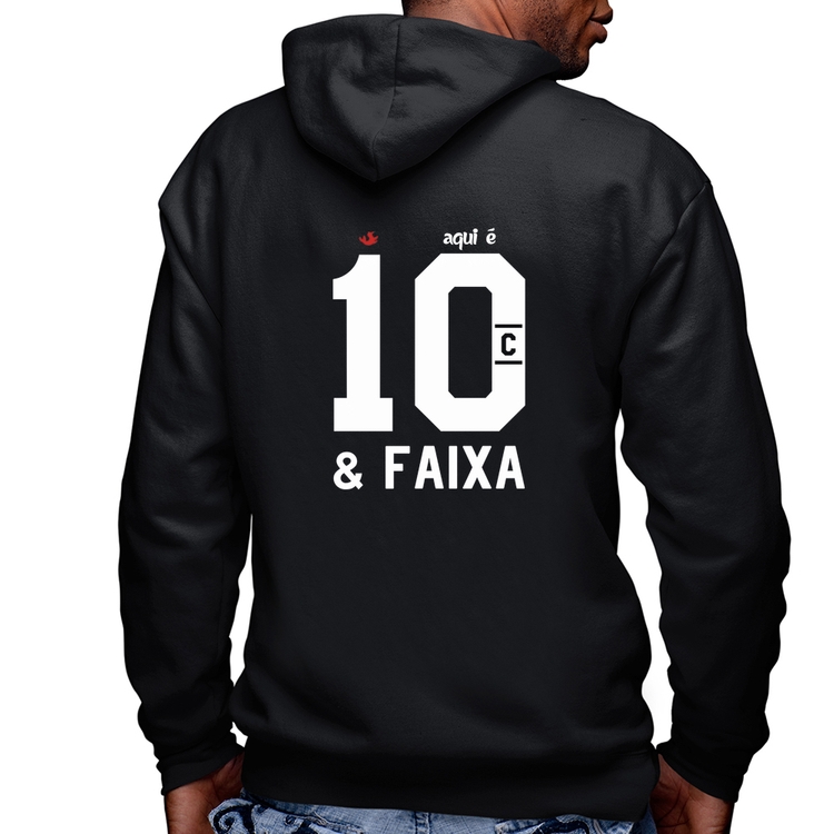 Blusa Moletom Aqui é 10 e Faixa Masculina com Capuz e Zíper