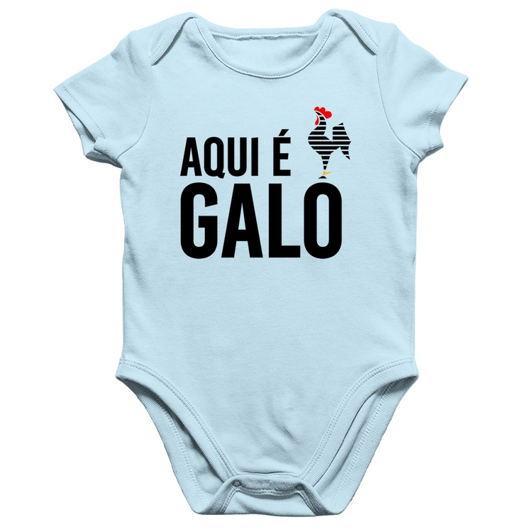 Body Bebê Algodão Aqui é galo - Azul Bebê