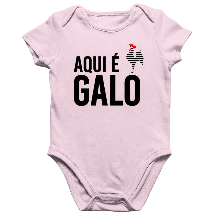 Body Bebê Algodão Aqui é galo - Rosa Bebê