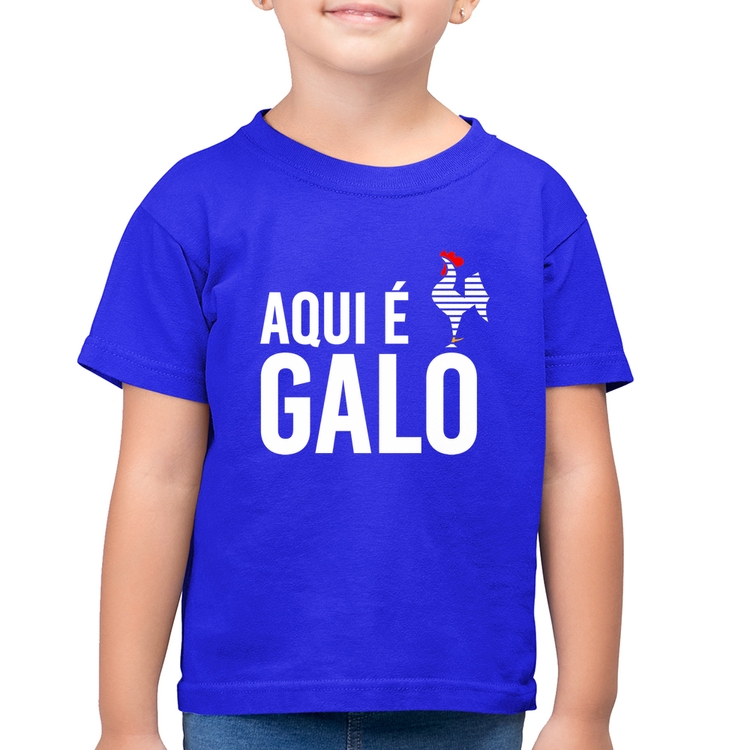 Camiseta Algodão Infantil Aqui é galo - Azul Royal
