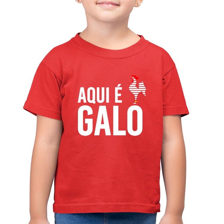 Camiseta Algodão Infantil Aqui é galo - Vermelha