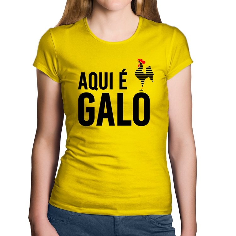 Baby Look Algodão Aqui é galo - Amarela