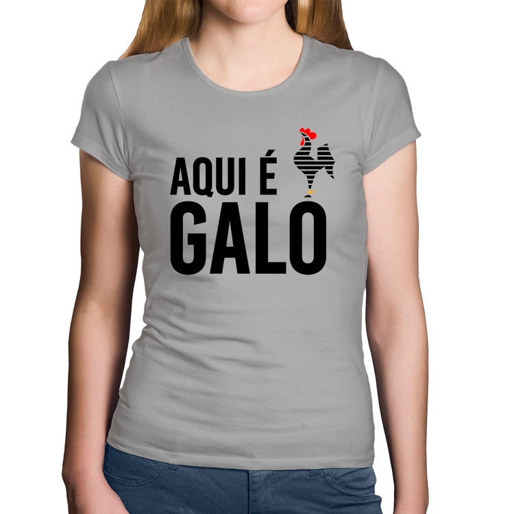 Baby Look Algodão Aqui é galo - Cinza