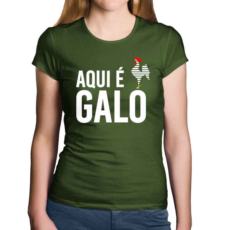 Baby Look Algodão Aqui é galo - Musgo