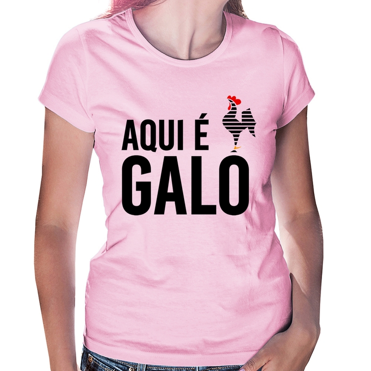 Baby Look Aqui é galo - Rosa Bebê