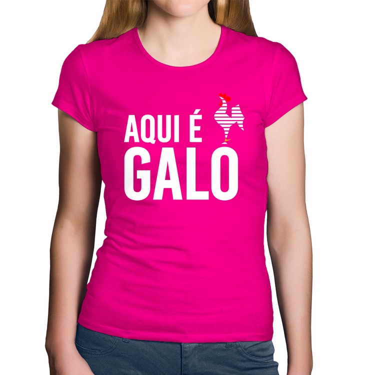 Baby Look Algodão Aqui é galo - Rosa