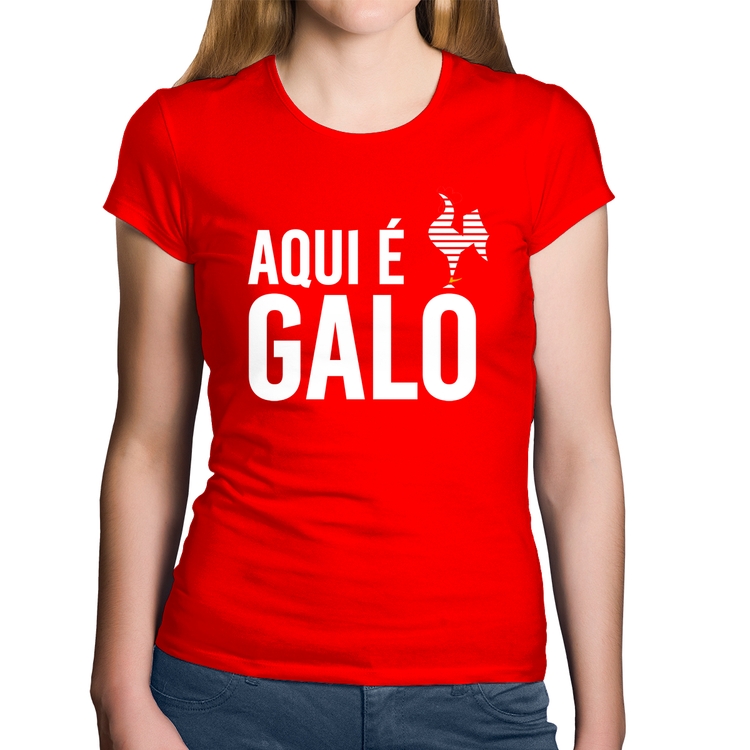 Baby Look Algodão Aqui é galo - Vermelha