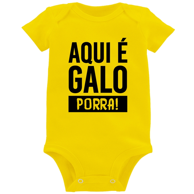 Body Bebê Aqui é galo  - Amarelo