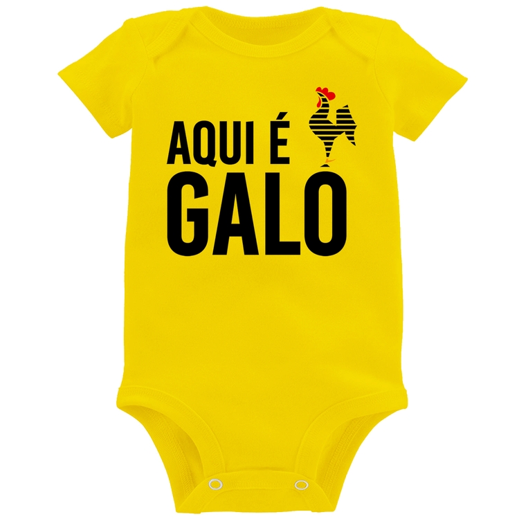 Body Bebê Aqui é galo - Amarelo