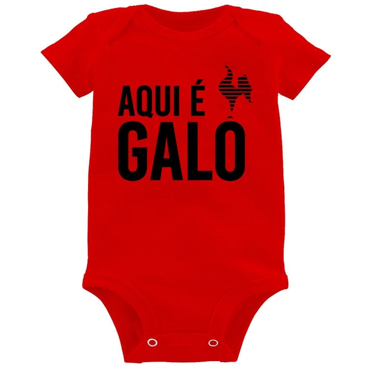 Body Bebê Aqui é galo - Vermelho