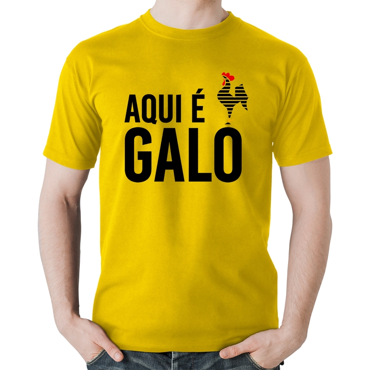 Camiseta Algodão Aqui é galo - Amarela