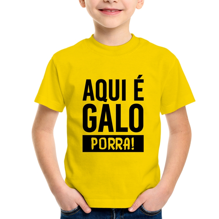 Camiseta Infantil Aqui é galo  - Amarela