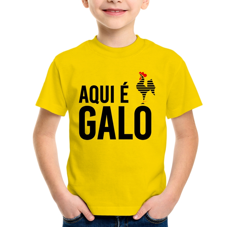 Camiseta Infantil Aqui é galo - Amarela