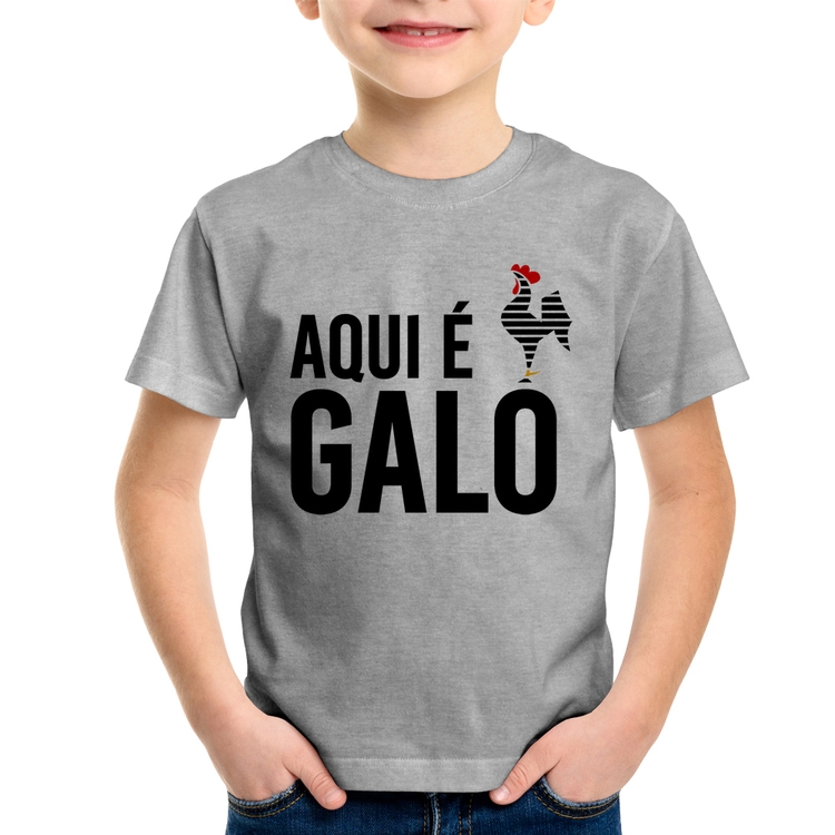 Camiseta Infantil Aqui é galo - Cinza